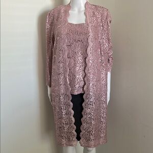 R&M Richards, Woman’s Size 14 Metallic Pink Lace Tank Top and Jacket